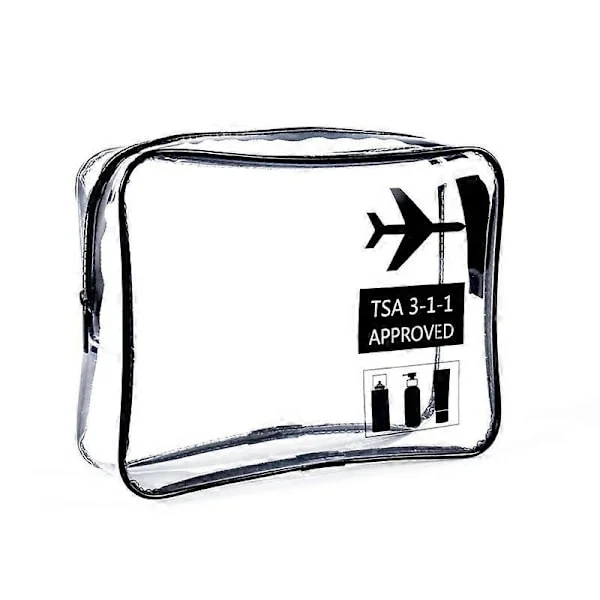 Transparent toilettaske - Gennemsigtig fly toilettaske - Toilettaske til transport af væsker - Klar toilettaske