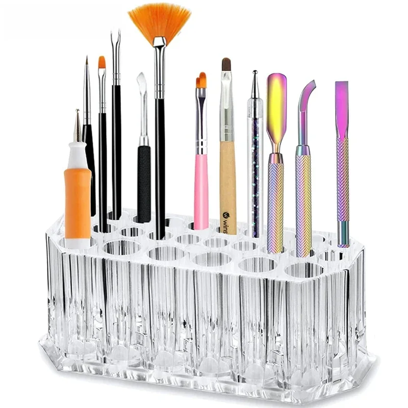 AliExpress - 26-Loch-Acryl-Nagelpinsel-Organizer, Nagelkunst-Set, Aufbewahrungswerkzeuge, Make-up, Kosmetik, Stift-Vitrine, Halter, Halter mit Regal