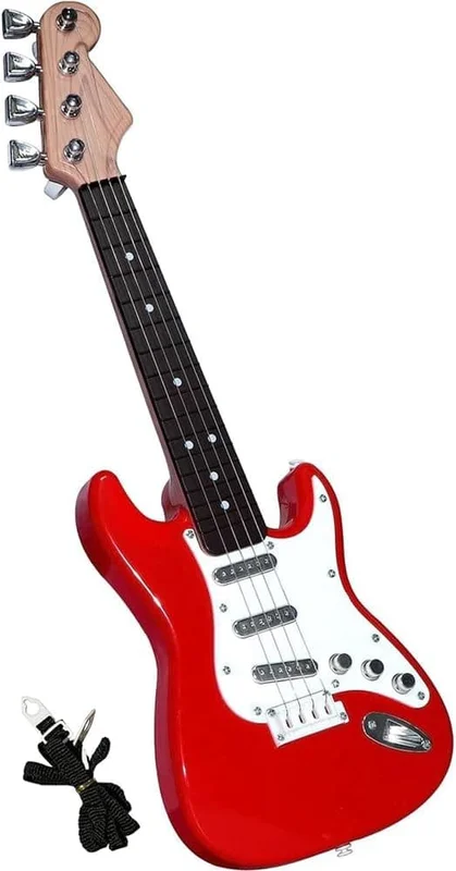 [2F] 17-tommers gitarleke for barn, 4-strengs elektrisk gitar musikkinstrumenter for barn, bærbart elektronisk instrumentleketøy