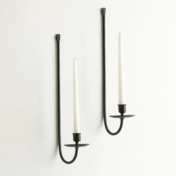 Väggljusstake i metall, set om 2, väggmonterade ljusstakar, moderna väggljusstakar för vardagsrum, bondgård, eldstad, bröllop 16,5×5×3