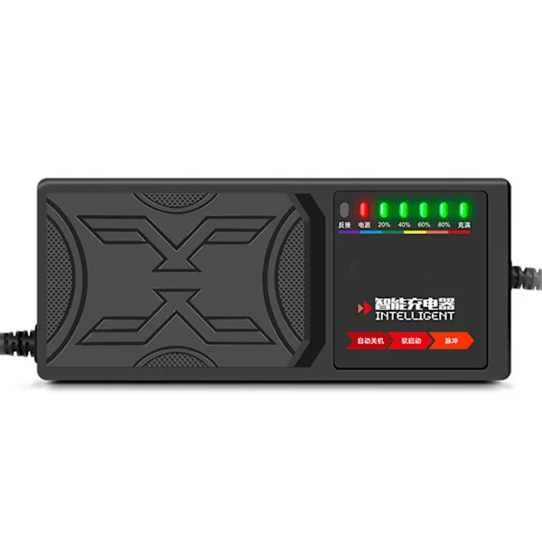 Elbilsladdare Intelligent Batteriladdare med 7 ljus batteriindikator för elcykel och skoter