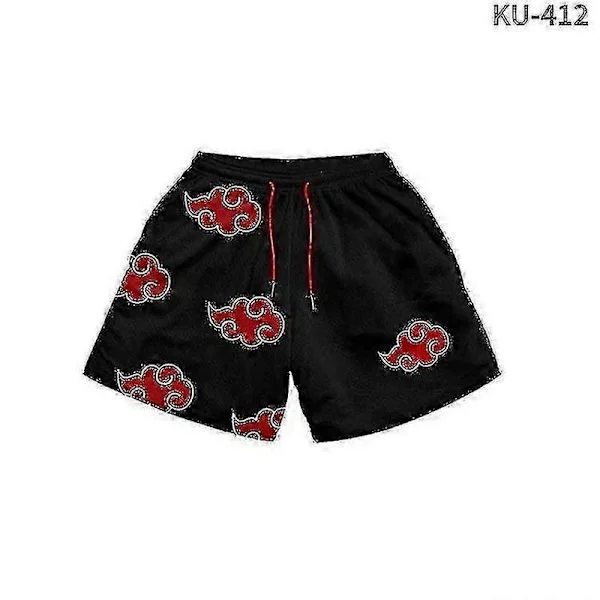 Naruto Akatsuki Miesten lyhyet housut Kesäiset vapaa-ajan uimahousut Lyhyet anime-hengittävät rannashortsit Verryttelyhousut Juoksu Fitness-housut 