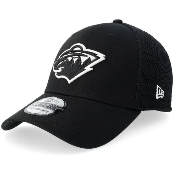 New Era - NHL Svart flexfit Caps - Minnesota Wild 39THIRTY Eg Neo Black/White Mesh Stretch Fit @ Hatstore
