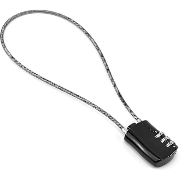 Retractable Cable Lock, Digital Combination Padlock with 41cm Cable for Motorcycle Bicycle Snowboard Ski Equipment Suitcases, Black
