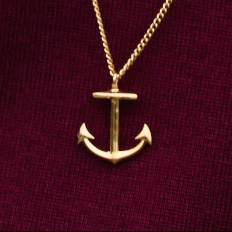 Gold-Tone Anchor Iconic Necklace for Men - Steel necklaces