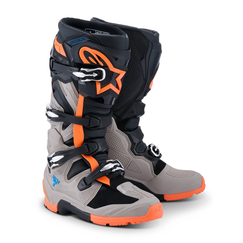 Buty Enduro Alpinestars Tech 7 Czarny/Ciepły szary/Pomarańczowy fluorescencyjny 39