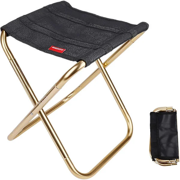Camping Krakk Utendørs Krakk Sammenleggbar Aluminium Sammenleggbar Krakk Sammenleggbar Mini Bærbar Krakk For Camping Fiske Reise Grill Piknik Svart
