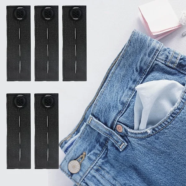 Bältesförlängare för Jeans och Byxor, 5-pack Knapp Waist Extender Byxor Elastisk Midjeknappsförlängare för Jeans Byxor Kjolar