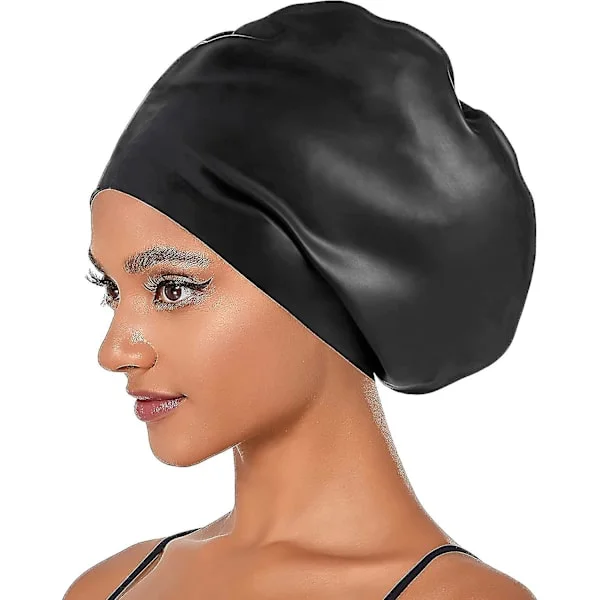 Extra Large Silicone Swim Cap for Long Hair, Braids, and Dreadlocks, Waterproof Silicone Swim Cap for Women Men Kids -aqwg