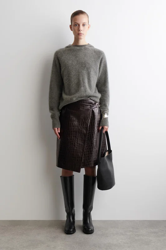 COS Brushed-Cashmere Hoodie in Grey - Women