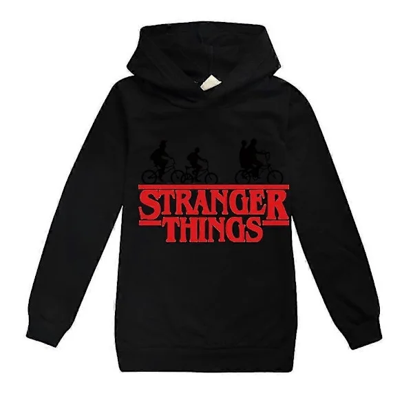 Stranger Things-hoodie för barn med tryck, långärmad tröja med huva, 9–14 år – WELLNGS Svart(yh)