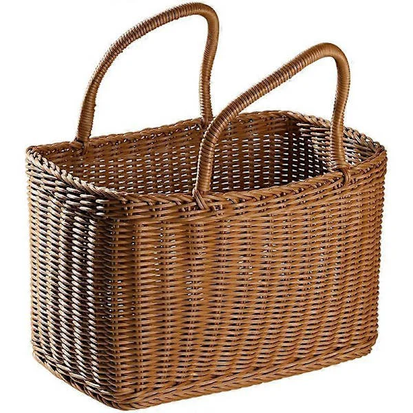 Korg Vevde Kurver Piknikhåndtak Oppbevaring Rattan Marked Blomsterhåndtak Halm Frukt Gave Sho