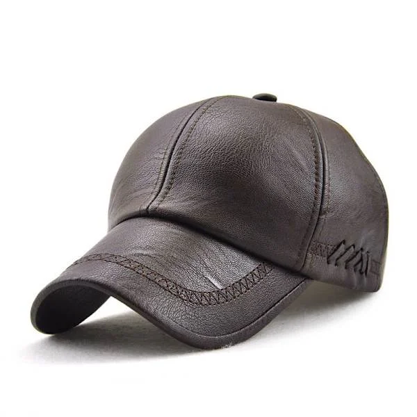 Herr Läder Basebollkeps Justerbar Kepssport Mössa Mössa Flat Cap-Deep Coffee-