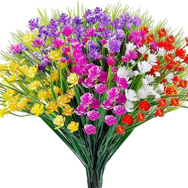 10 stykker udendørs kunstige blomster, plastik blomsterdekoration