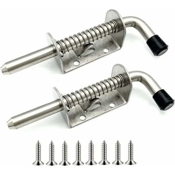 2-pack fjäderbelastad lås i rostfritt stål för garageport, skjul, gård, hönshus (128 mm)
