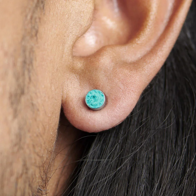 6mm Blue Crystal Magnetic Earring for Men - Magnetic earrings