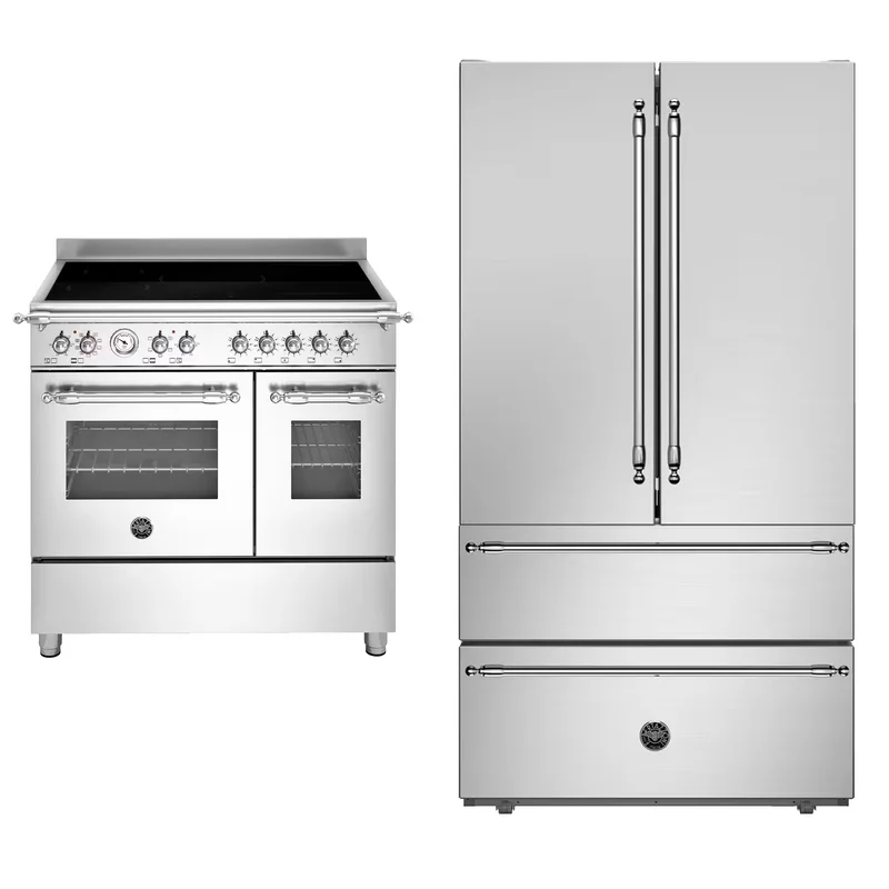 Bertazzoni REF904FFNXTC Heritage Side-by-side kyl/frys + ismaskin & HER95I2EXC2 Heritage induktionsspis utan dekorram 90 cm med 5 zoner och 2 ugnar, 