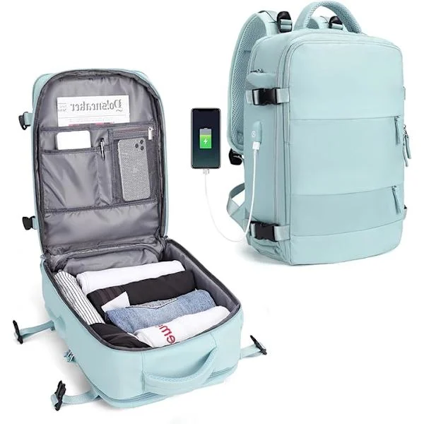 Women's Travel Bag, Hiking Backpack, Waterproof Outdoor Sports Bag, School Bag for Leisure, Laptop Bag (Light Blue)
