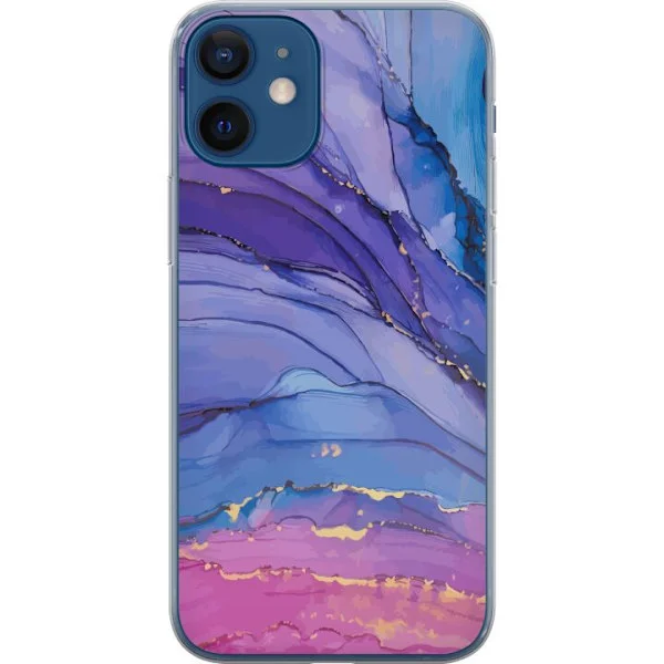 Kompatibelt Mobilskal till Apple iPhone 12 mini blå lila marmor