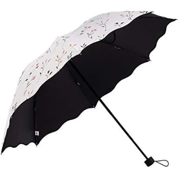 Sammenklappelig paraply, Anti UV Parasol Kvinder Parasol Vindtæt Kompakt Paraply Håndtaske Lomme Damer Udendørs Vandring Strand Parasol Parasol