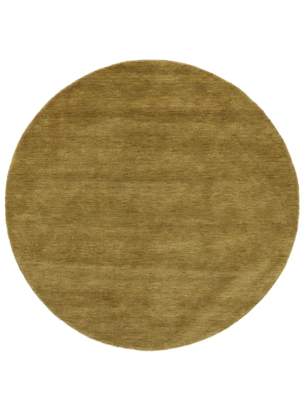 Plain (Single Colored) Small Handloom Rug - Olive Green Ø 150 Wool