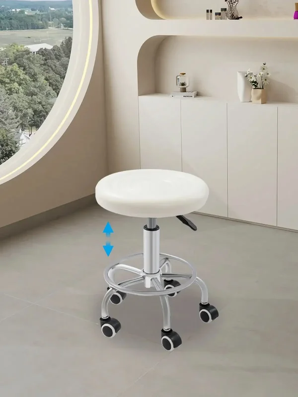 AliExpress - Runder Rollhocker höhenverstellbar mit Rollen und Fußstütze für Spa-Salon-Massagestuhl in Weiß/Schwarz