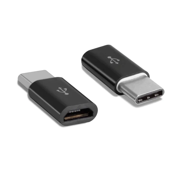 2-Pack Micro-USB till USB-C (hane) Adapter - SVART