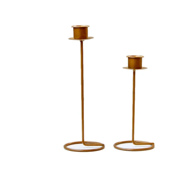 2-pack heminredning guld metall ljusstake mörk guld lyx järn ljusstake