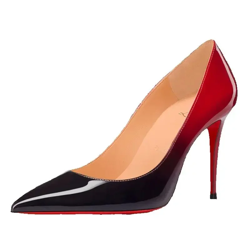 AliExpress - Elegante Frau Schuhe mit Hohen Absätzen Neue Rot Schwarz bequeme Spitz Pumps Rot Glänzende Böden High Heels Luxus Designer Damen Schuhe