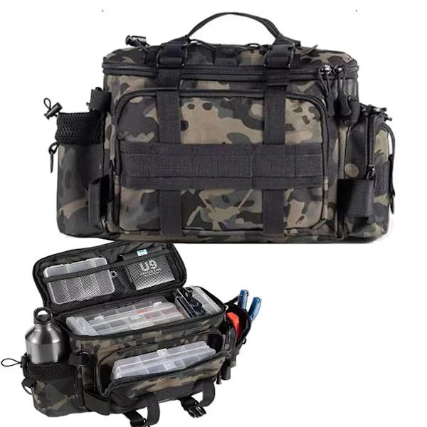 [LCS] Fishing Bag, Single Shoulder Sea Fishing, Fishing Bags Fishing Storage Backpack for Carp Fishing, Camouflage Outdoor Carry Bag Hiking Travel 