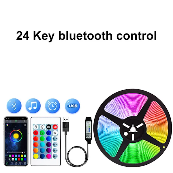 NN 15m LED Strip Ljus Musik Synk APP Kontroll RGB Tejp Ljus med Fjärrkontroll för Sovrum Heminredning Energiklass A++ Lång Strip