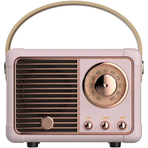 Vintage Retro Bluetooth-høyttaler Trådløs Minihøyttaler Blå Høyttaler med Krystallklar Stereolyd Rik Bass Retro Bærbar Høyttaler
