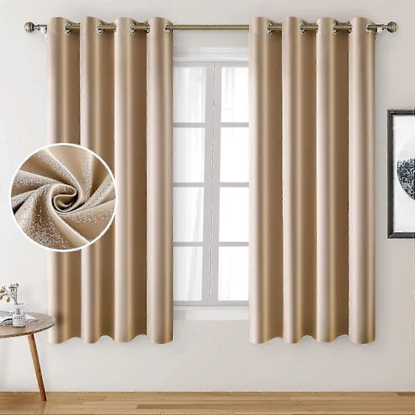 2 Paneelia Kamelinbeige Tekosilkki Verhot Samppanja Kulta Pimentävät Verhot Makuuhuoneeseen 132 x 160 cm Huoneen Pimentävät Satiiniverhot