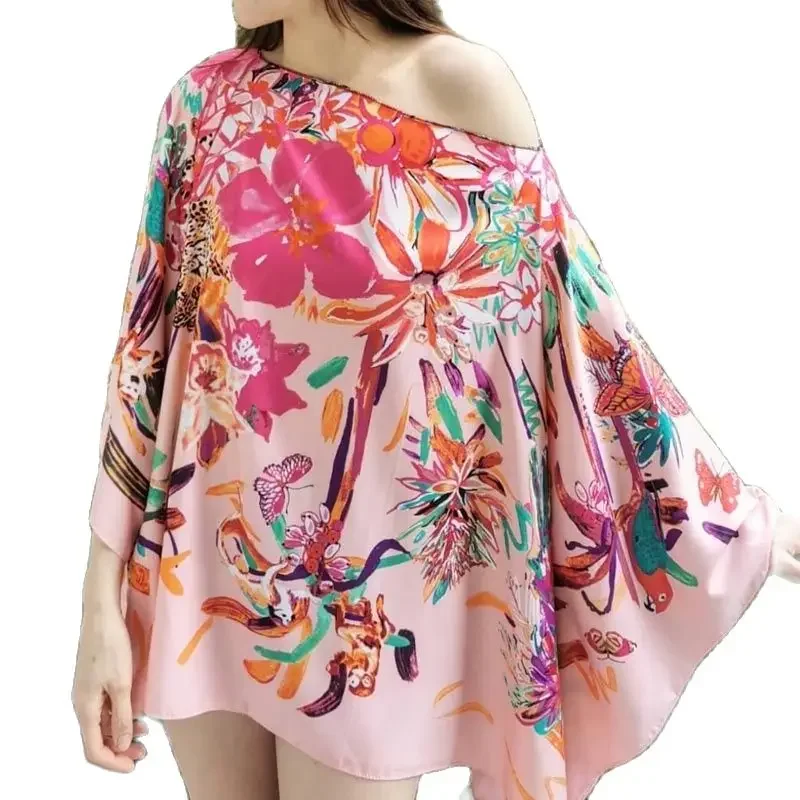 AliExpress - Neue Gedruckt Europäischen Gedruckt Seide Böhmischen sommer Strand top kleidung Batwing Hülse abaya Silk top kleider für frauen WINYI 