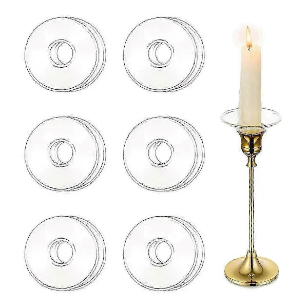 Ljusmanschetter i glas för kronljus - 12-pack Bobeches för ljusstakar, droppskydd och ringar [D] Transparent