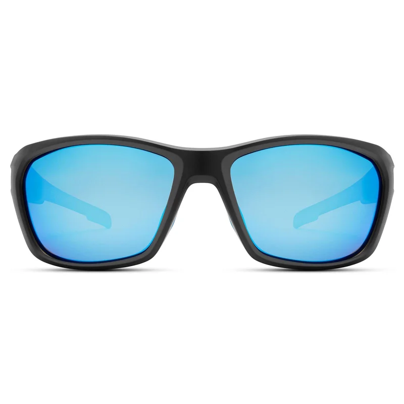 Gafas de sol deportivas negras con lentes azules polarizadas para hombres - Gafas de sol deportivas