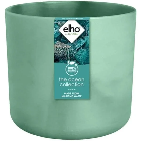 ELHO Rund blomkruka The Ocean Collection - Ø 22 x H 20 cm - Inomhus - 100% återvunnen - Grön