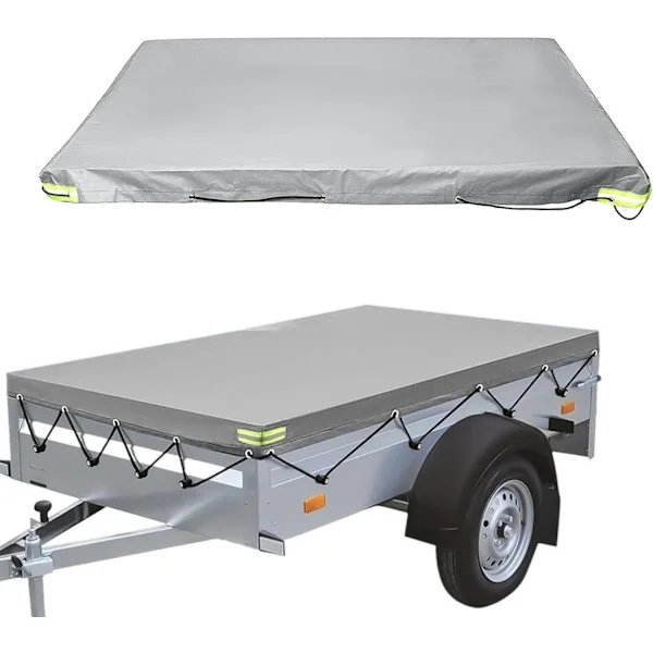 Flad trailer presenning, 208 x 114 x 13 cm, støvtæt, egnet til 750 kg trailer, grå
