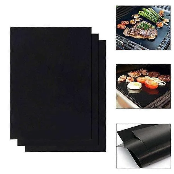3 grillmåtter, ovnmåtter, bagemåtter - Non Stick - 40x33 Sort