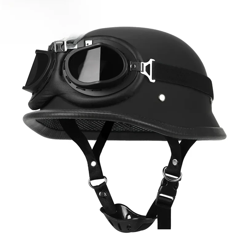 AliExpress - Motorrad Halbhelm Deutscher Leder Vintage Helm Casco Moto Motorrad Jethelm Biker Pilot DOT Zertifizierung S-XXL