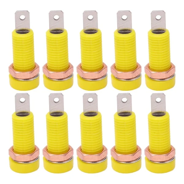 4mm Banana Jack Socket Mount Binding Post Connector - 10st gul paneladapter för elektroniskt instrument