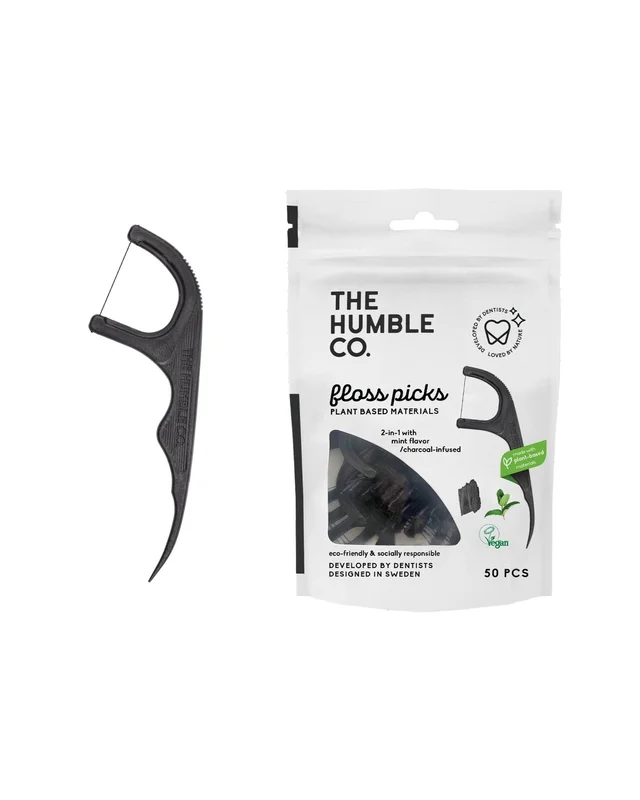 The Humble Co. - Tandtrådsbyglar Av Bambu - Single Thread Charcoal (50 Pack)