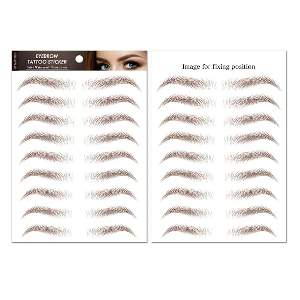 9 par 4D brune klistermærke øjenbryn tatovering klistermærke øjenbryn vandtæt langtidsholdbar falsk øjenbryn makeup mærkat til kvinder