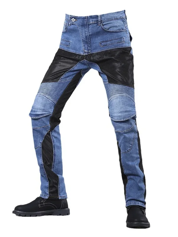 AliExpress - Jean de moto classique noir bleu avec genouillères, pantalon de course de Motocross, pantalon d'équitation en plein air pour quatre 