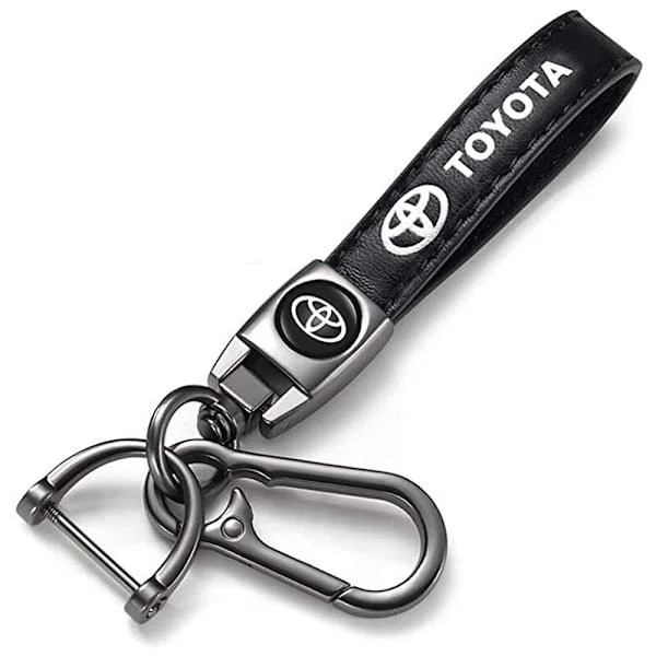 Passar TOYOTA nyckelring, robust metallspänne, läderflätat rep, lämplig för män och KVINNLIGA familjepresenter