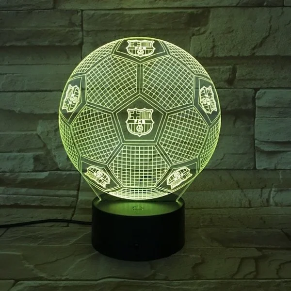 FC Barcelona USB 3D Anime Natlampe Atmosfærisk LED Bordlampe Julegaver til Fodboldelskere Dekorativ Lampe til Børneværelse