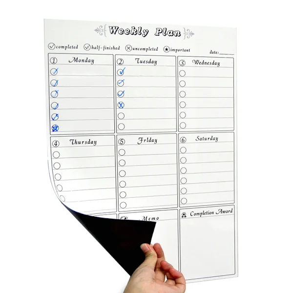 Magnetic Weekly Planner for Refrigerator, Meal Planner, Whiteboard and Calendar, Bulletin Board or Agenda for Daily Tasks-XF31-{Fyn913}{Fyn10}