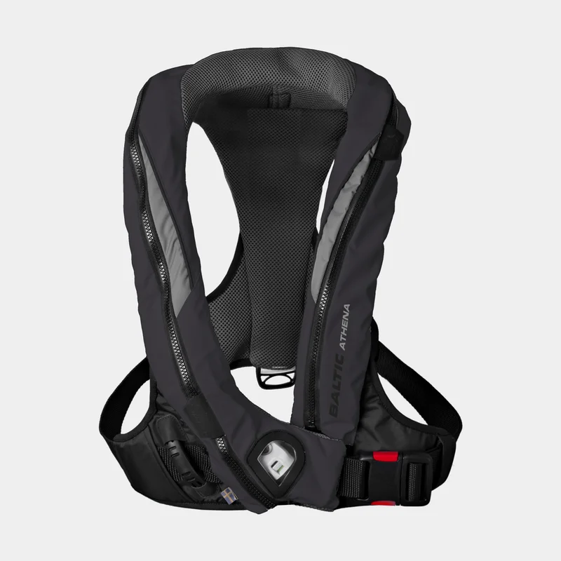 Oppustelig redningsvest Baltic Athena 165N, dame, automatisk, sort/grå + kulsyrepatron 33 gram, 40 - 120 kg