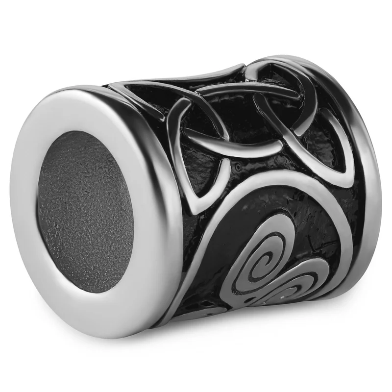 Anillo para barba con nudo de la Trinidad celta plateado para hombres - Anillos y cuentas para barba