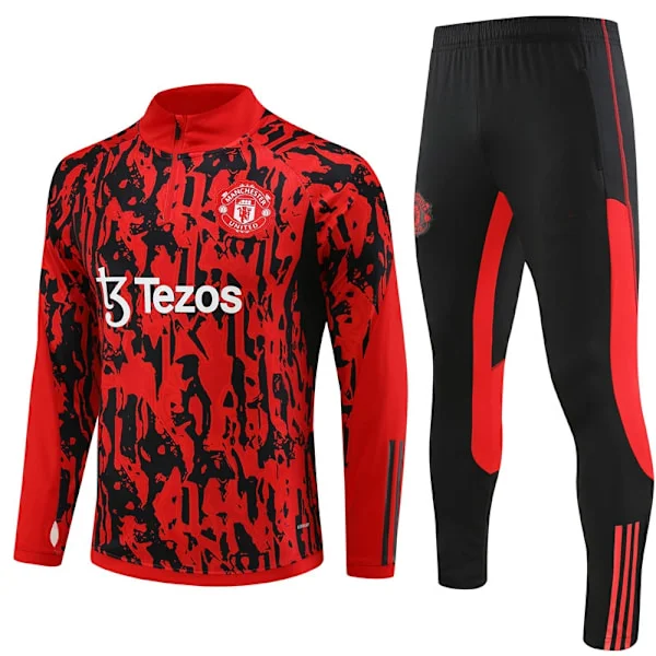 23-24 Uusi Manchester United Pitkähihainen Puolipaita Verryttelypuvut Aikuisille ja Lapsille Setti Camouflage Camouflage Camouflage camouflage-X45-
